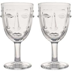 Verre à pied Visage transparent 8 x 16.5 cm Lot de 2 Opjet - 3700866353087_0