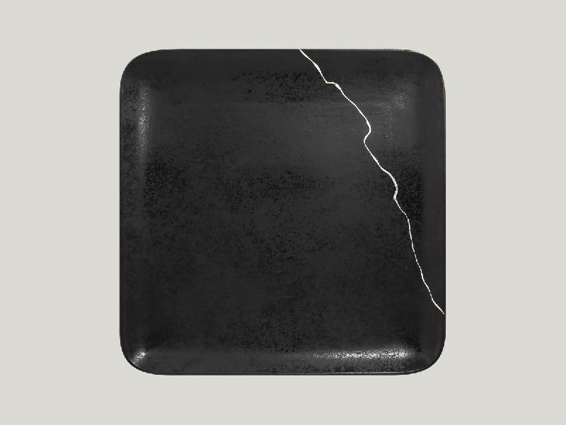 ASSIETTE PLATE CARRÉ NOIR PORCELAINE 27X27 CM KINTZOO RAK