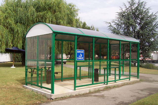 Abri fumeur tradition 6m - structure aluminium renforcée - toiture anti-UV - usage extérieur_0