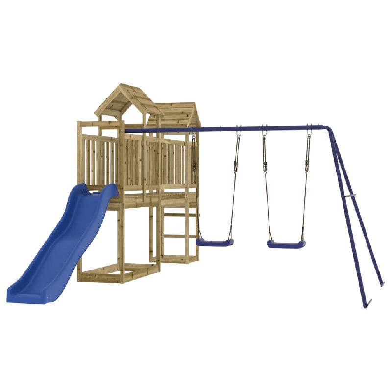 AIRE DE JEUX D\'EXTÉRIEUR BALANÇOIRES TOBOGGAN PORTIQUES ROBUSTE JEUX JARDIN 314 X 460 X 214 CM BOIS DE PIN IMPRÉGNÉ 02_0004660_0