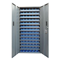 ARMOIRE À BACS AVEC PORTES EN PLASTIQUE BLEUS - 84 BACS
