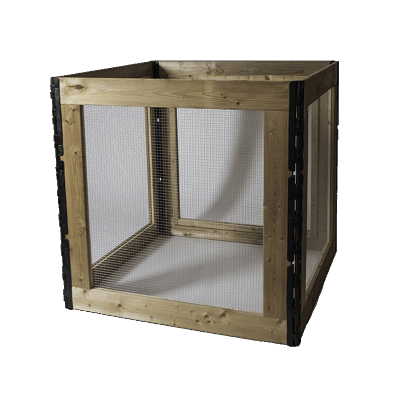 Bac à structurant droit grillagé pour déchets - 550L et 1000L - Résineux raboté et Douglas raboté_0