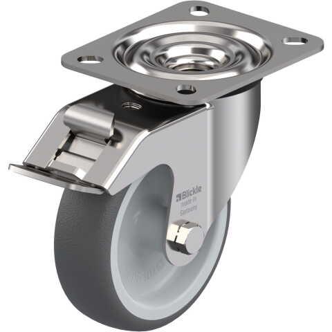 BLICKLE - ROULETTE PIVOTANTE À FREIN Ø 100MM BANDAGE POLYURÉTHANE TPU 150KG - LEX-PATH 100G-FI