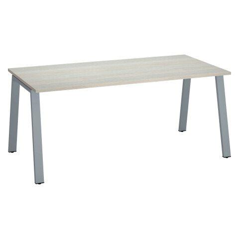 BUREAU DROIT ECLA CHÊNE GRIS L 180 X P 80 CM PIÈTEMENT MÉTAL FINITION ALUMINIUM