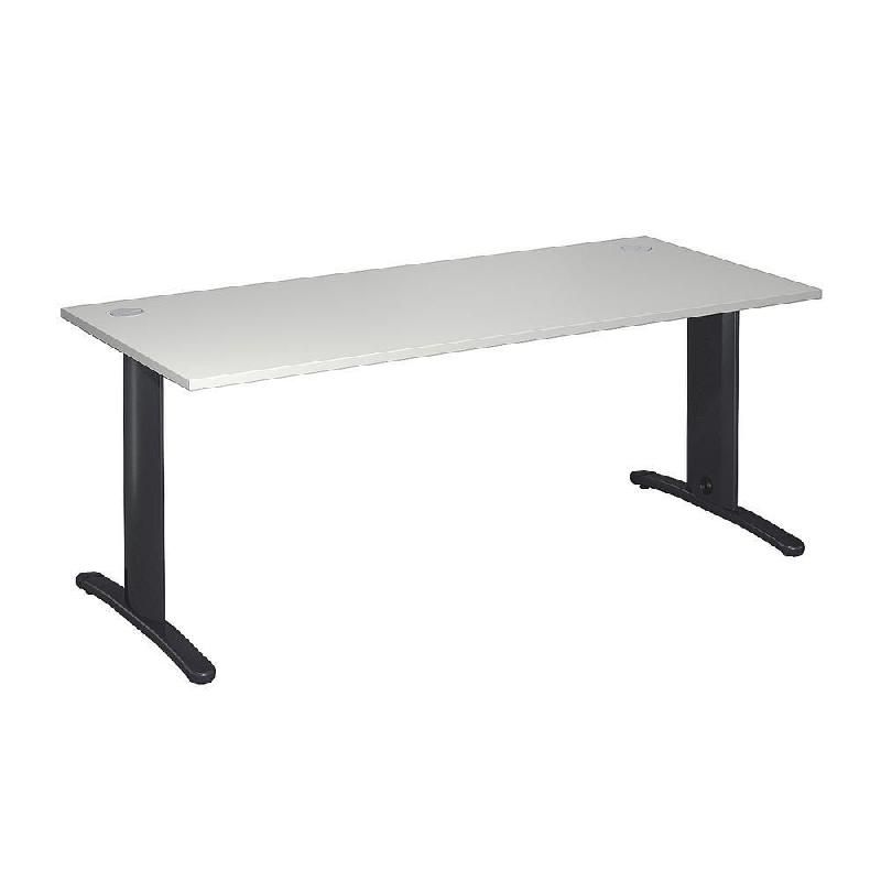 BUREAU DROIT IMEDIA - L. 180 X P. 80 CM - PLATEAU GRIS - PIEDS ANTHRACITE