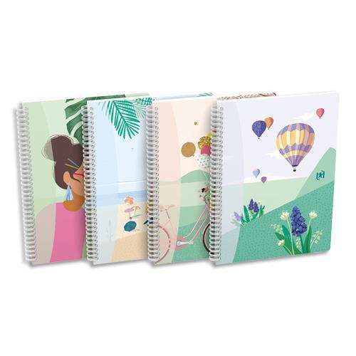 CAHIER OXFORD CARTE HORIZON A SPIRALE FORMAT B5 120 PAGES LIGNEES 7MM + MARGE - MOTIFS ASSORTIS - LOT DE 5