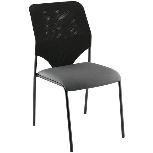 CHAISE VISITEUR DIAZ DOS RÉSILL. PIÈT.NOIR ASSISE 0645 GRIS - SOKOA
