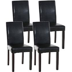 CLP Lot de 4 Chaises de salle à manger Ina similicuir avec pieds en Bois Noir /Marron foncé - noir polyester 181063101_0