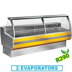 Comptoir vitrine réfrigéré à vitre bombée avec réserve - Cordoba PLUS CR150/C1-R2 - T° +4°/+6°, 1500x895xh1270 mm_0