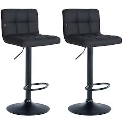 Décoshop26 - Set de 2 tabourets de bar réglable en hauteur avec couture décorative assise en similicuir noir et pied en métal noir TDB10766 - noir_0