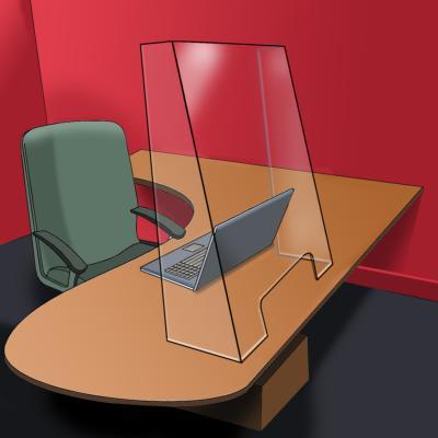 Écran de protection en U contre la COVID-19 - Plexi ou Polycarbonate plié - Avec passe-documents 300x120 mm_0