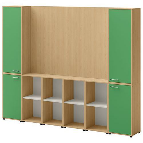 ENSEMBLE MEUBLE TV ET RANGEMENT IVO N°1 CHÊNE/PORTE VERT - QUADRIFOGLIO