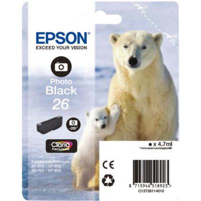 Epson 26 'Ours Polaire' Cartouche d'encre photo originale Claria Premium (C13T26114012) - Noir_0