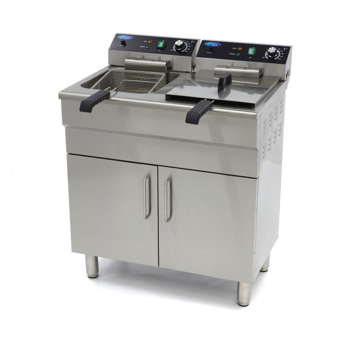 Friteuse Professionnelle ECO 2 X 16 L - 2 paniers - avec robinet de vidange et support - 400V, TRI_0