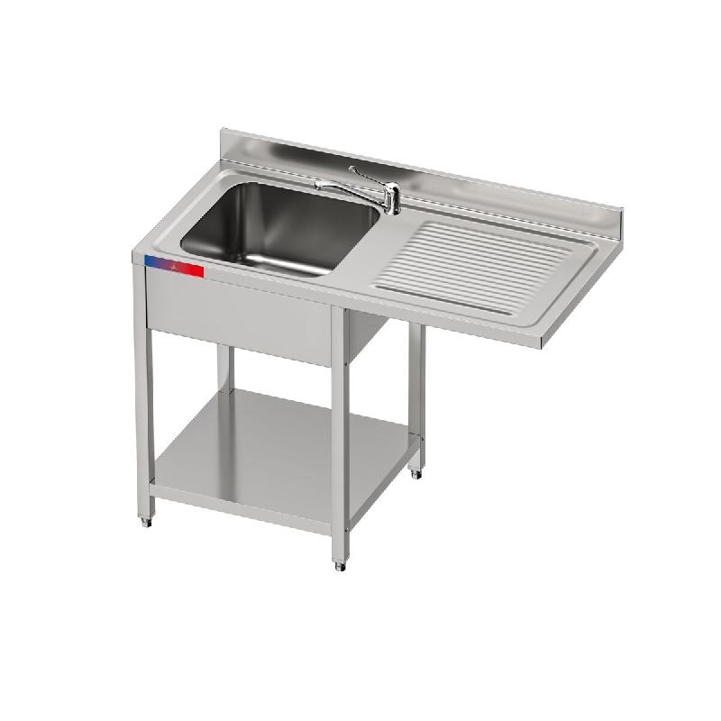 Gasfrit – Évier sous comptoir avec 1 bac et 1 égouttoir, robinet double arrivée inclus, 1200 x 600 x 850 mm - inox gfy09g+3_0