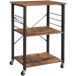 HELLOSHOP26 - Étagère desserte chariot de cuisine roulante industriel bois métal marron noir 12_0000549 - marron 12_KKS60XV1_0