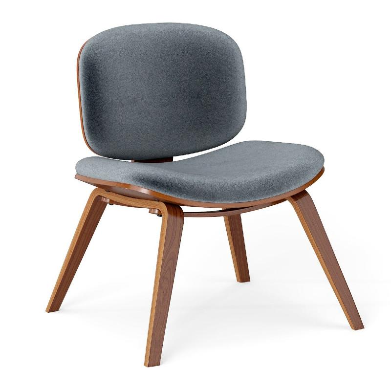 Helloshop26 - Chaise fauteuil lounge sans accoudoirs 65 x 60 x 76 cm confortable ergonomique design moderne en bois courbé gris 20_0011068 - gris Boi_0