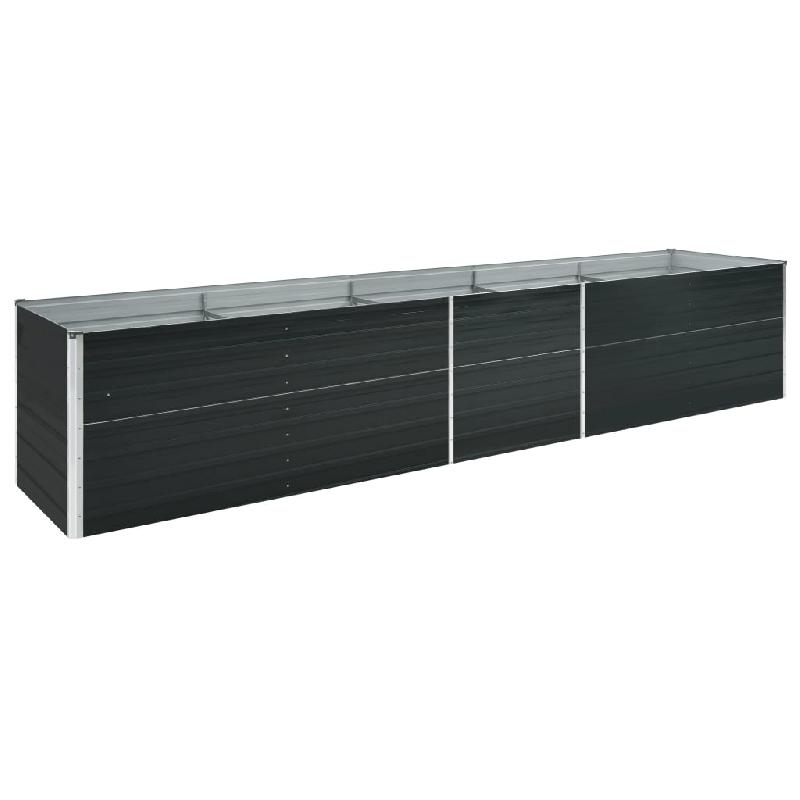 Jardinière surélevée en acier galvanisé - 400 x 80 x 77 cm - anthracite - idéale pour fleurs et plantes_0