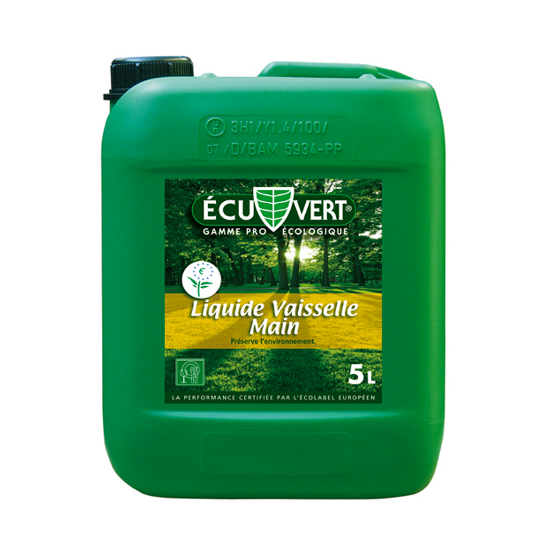 Liquide vaisselle main pour milieux professionnels - PECO11 - dégraissant, doux pour les mains, certifié Ecolabel, disponible en 1L et 5L_0