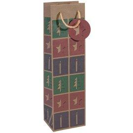 LOT DE 6 - SAC CADEAU NOËL POUR BOUTEILLE 'CUT-OUT STYLE', KRAFT