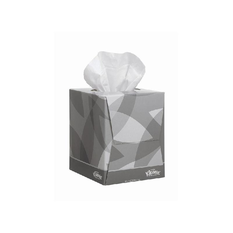 MOUCHOIRS FORMAT CUBE KLEENEX - DOUBLE EPAISSEUR - 90 MOUCHOIRS - 200 MM - BLANC  - LOT DE 12