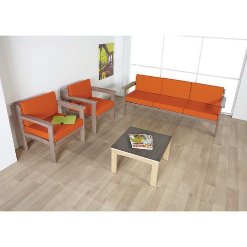 PACK AUTIZE : 1 CANAPÉ 3 PL+2 FAUT. STRUCTURE TAUPE PVC ORANGE - MANUTAN EXPERT