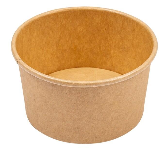 Pot à Glace Kraft 245ml NOVACUP Carton Recyclable Sorbet Dessert Glacé Snacking VAE Nomade ø96x52mm Idéal Glace Artisanale - Lot de 1000 - beige e_0