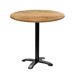 Restootab - Table ronde Ø80cm - modèle Bazila chêne slovène - marron fonte 3760371512607_0