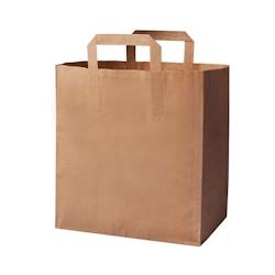 Sac kraft brun poignées plates  - 26 x 14 x 33 cm x 350 SACS - 03700201300424_0