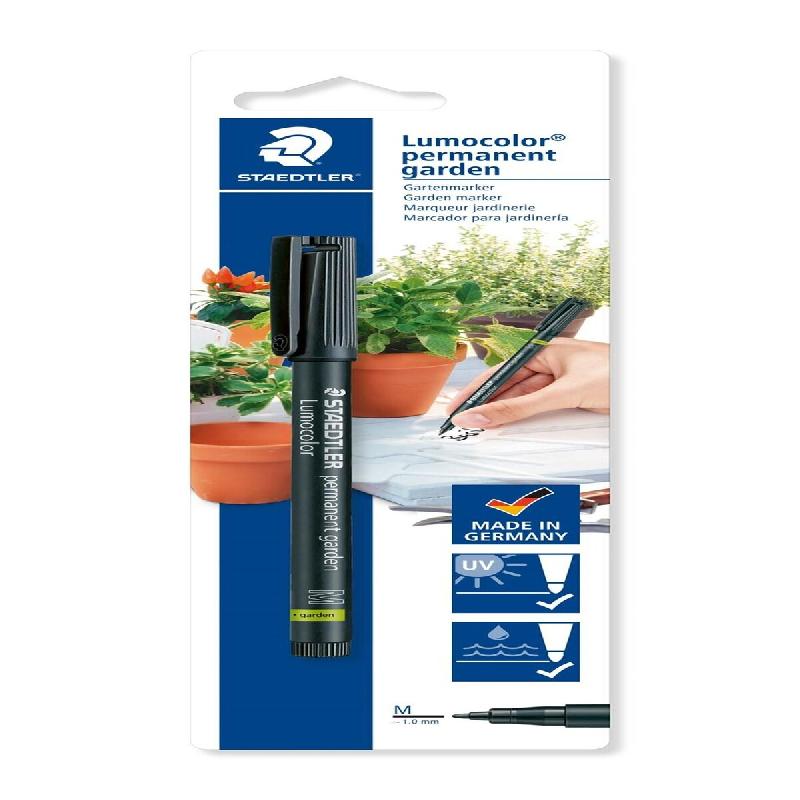 Staedtler Lumocolor Garden, Feutre indélébile noir spécial jardin et extérieur, Résistant aux UV et à l'eau, Pointe moyenne de 1 mm, Sous étui_0