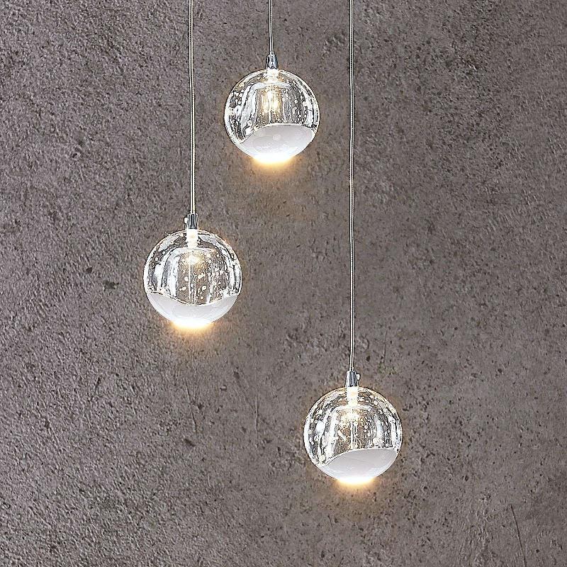 LUCANDE SUSPENSION LED HAYLEY, Ø 25 CM, 3 LAMPES, CHROME, VERRE