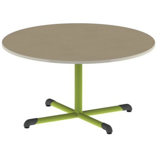 TABLE BANDANA ROND Ø120 T4 PC STR POLY. HM. BEIGE/VERT AC - MOBIDECOR