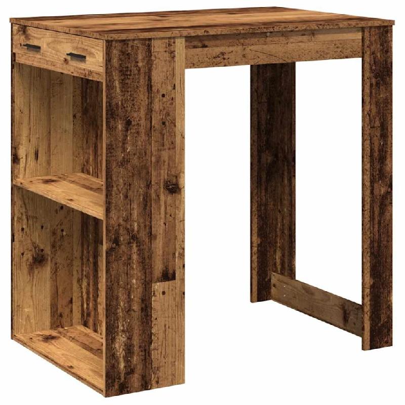 Table de bar vieux bois 102x70x103,5 cm bois d'ingénierie Modèle Sirius Métal - marron 8721158401632_0