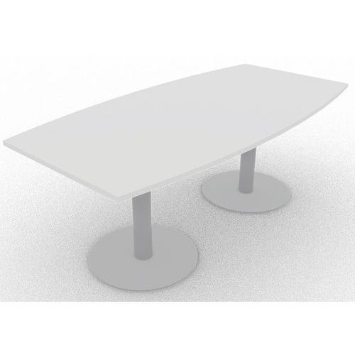 TABLE DE RÉUNION TONNEAU L200XP100 ÉP.25MM BLANC/GRIS ALU - EOL