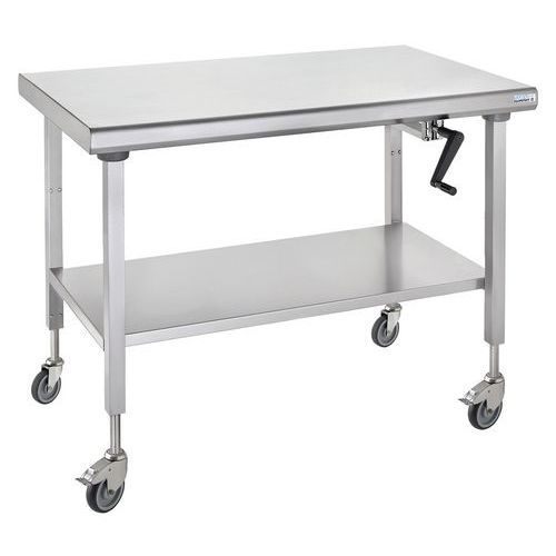 TABLE SUR ROUES CENTRALE HT RÉGLABLE ERGONOMIX AVEC ÉTAG 700X1200MM - TOURNUS EQUIPEMENT