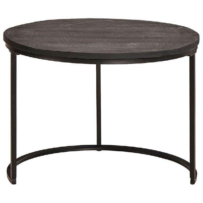 Tables basses gigognes 3 pcs Bois de mangue massif et acier Modèle Orion Prestige - 8721158631572_0