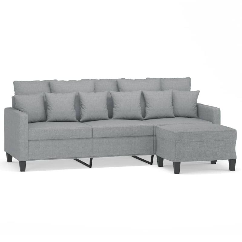 VidaXL Canapé à 3 places avec repose-pieds Gris clair 180 cm Tissu Modèle Vega StudioDesk Chic - 3201089_0