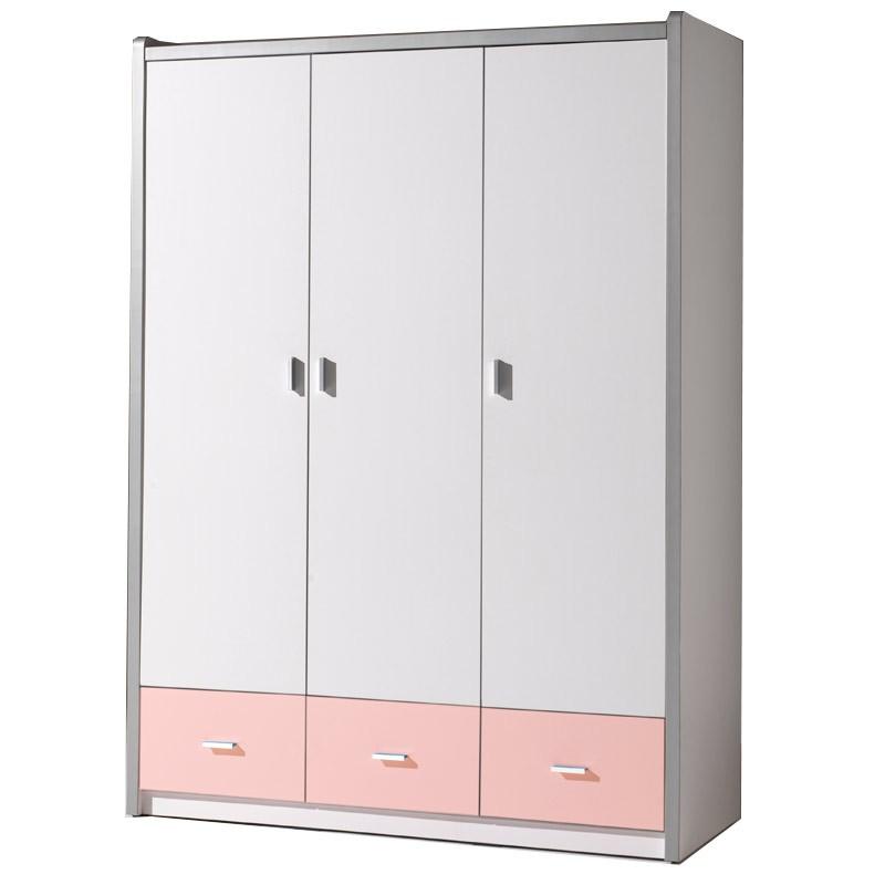 Armoire 3 portes Bonny 202cm rose - Paris Prix - Bois - Dimensions 140,5x60x202cm_0