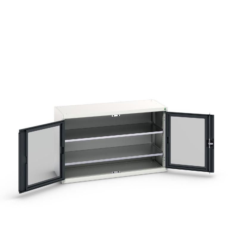 Armoire d'atelier Verso - Portes transparentes - 2 tablettes réglables - 1300x550x800 mm_0