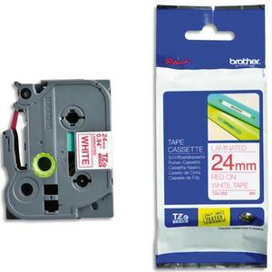 Brother - Ruban pour P-Touch laminé rouge/blanc 24mm x 8m - TZE252_0