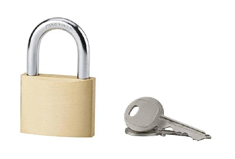 Cadenas Type 1+ 50 mm - Corps laiton monobloc - Anse acier cémenté - 2 clés laiton nickelé - Réf : 00938050 - Marque Thirard_0