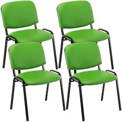 CLP Lot de 4 chaises visiteur empilables Ken en similicuir et piètement noir Vert - vert polyester 312995_0