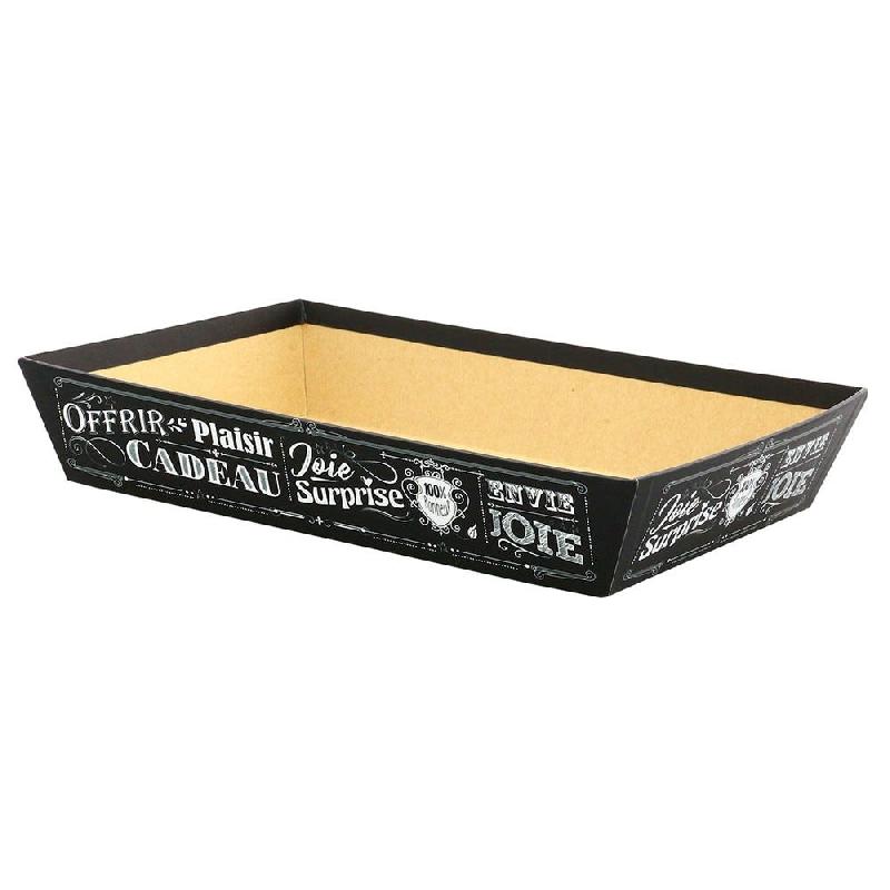 Corbeille carton rectangle vintage noir 27x20x5cm_0