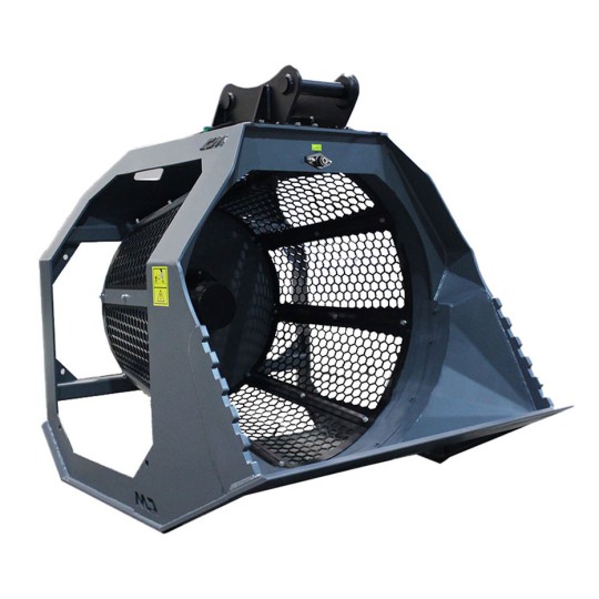 Godet cribleur rotatif pour mini-pelle