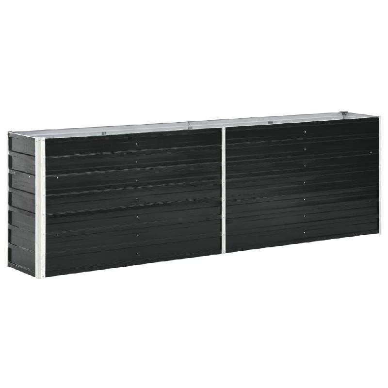 Jardinière lit surélevé en acier galvanisé - 240 cm - anthracite - résistante aux intempéries_0