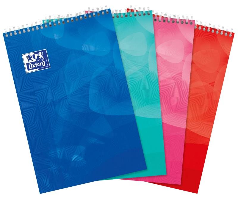 Oxford Lot de 5 Bloc Lagoon rel. Intégrale A4+, 160p./80 feuilles perforées 90g/m², Séyès, coloris assortis (4) - 3020120096988_0