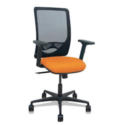 Piqueras y Crespo Silla Zulema sincro malla negra asiento bali naranja brazos 2D ruedas 65mm - orange multi-matériau 390SM840B308B2DB68R65_0