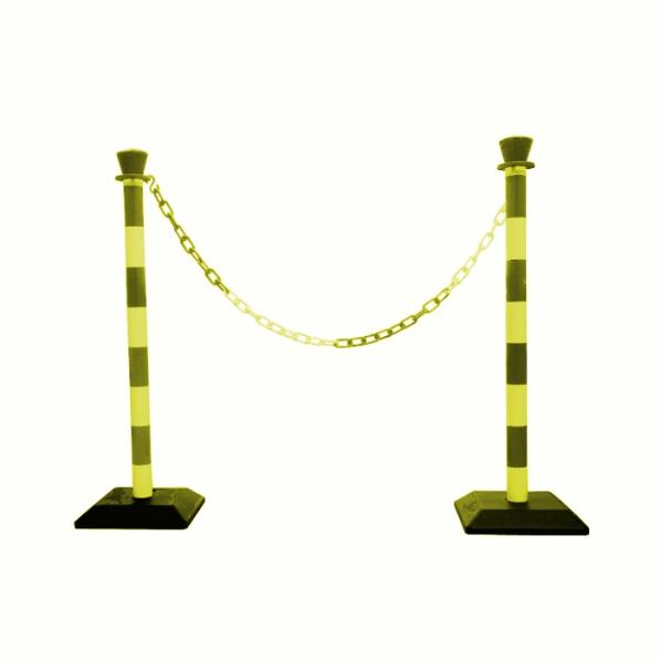 Poteau PVC avec base - Version 4 Noir/Jaune - Disponible en 6 versions et 2 coloris - Marque Rolléco_0