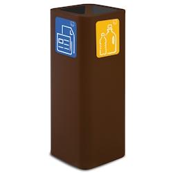 Stil Casa PURE, conteneur déchets en acier peint, 30x30xH80 cm, couvercle 2 compartiments, pictogrammes magnétiques, 60 L, corten. - marron acier PU_0