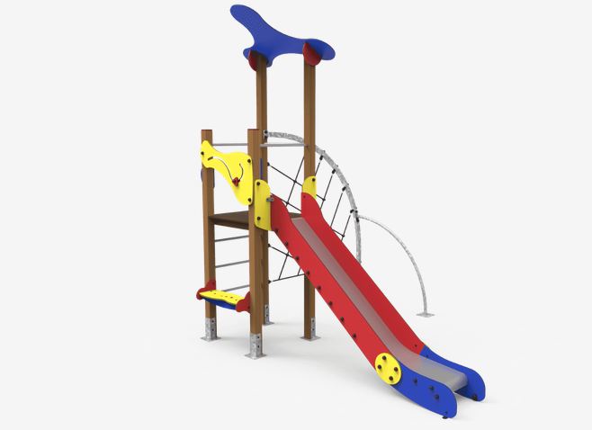 Structure de jeu Klasik 2 JK002B - Bois lamellé, panneaux ECOPLAY et filets anti-vandalisme_0